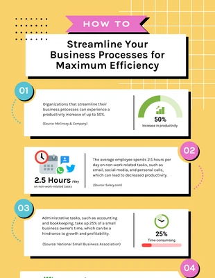 Free  Template: Streamline Business Processes for Efficiency Infographic Template