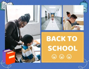 Free  Template: Photo de collage abstrait bleu retour à l'école