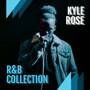premium  Template: Capa do álbum R&B de fotos em preto e azul