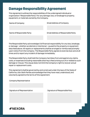 Free interactive Template: Plantilla de contrato de daños