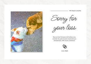 Free  Template: Tarjeta de pésame para mascotas de papel crema
