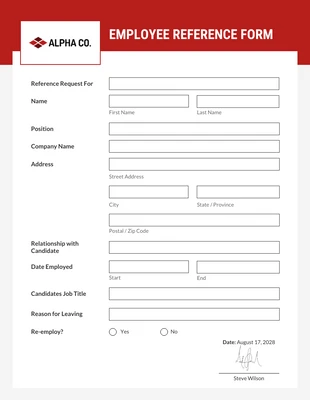 business  Template: Simple Red Employment Forms