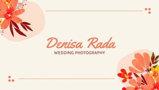 Free  Template: Carte de visite de photographie de mariage beige et orange, minimaliste et esthétique, avec aquarelle