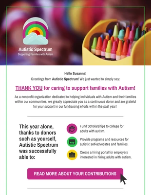 Free  Template: Boletín electrónico de recaudación de fondos para autismo sin ánimo de lucro
