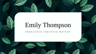 Free  Template: Dark Green Tropical Pattern Freelance Writer Business Card