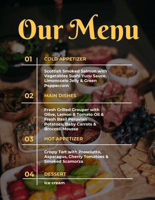 Free  Template: Flyer de notre menu moderne noir