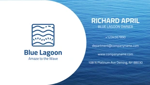 Dark Blue And White Minimalist Water Texture Business Professional Pool Name Card - Página 2