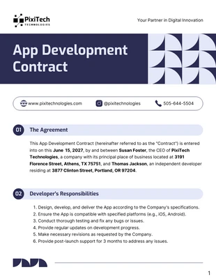 Free  Template: App Development Contract Template