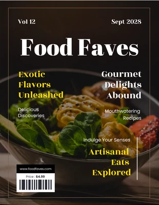 Free  Template: Minimalistisches Food-Faves-Food-Magazin-Cover