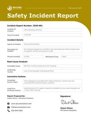 Free  Template: Safety Incident Report Template