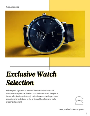 business  Template: Catálogo de produtos do melhor relógio minimalista amarelo pastel