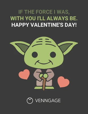 premium  Template: Tarjeta de San Valentín Star Wars Yoda