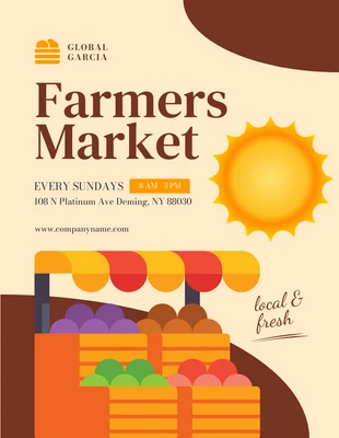 Free  Template: Poster Mercado de agricultores brincalhão moderno creme e marrom