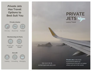 business  Template: Private Jets Airline Tri Fold Brochure