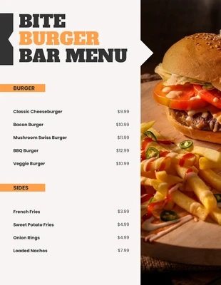 Free  Template: Beiges, einfaches, farbenfrohes Burger-Mittagsmenü