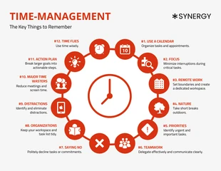 Free accessible Template: Infografik: Liste mit 12 Tipps zum Zeitmanagement