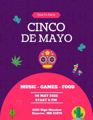 Free  Template: Cartel Festival de Música Cinco De Mayo Plantilla Rosa