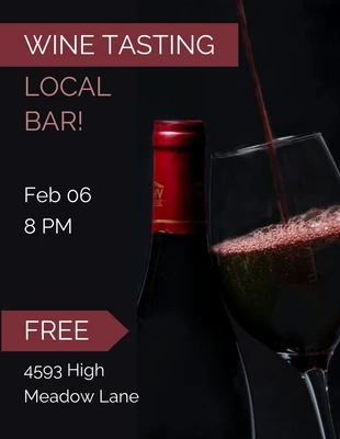 Black and Red Wine Tasting Local Bar Poster Template