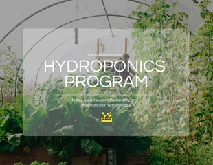 Free  Template: Presentación del programa hidropónico simple en blanco y amarillo