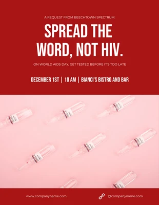 business  Template: ملصق أحمر بسيط لفيروس نقص المناعة البشرية/الإيدز