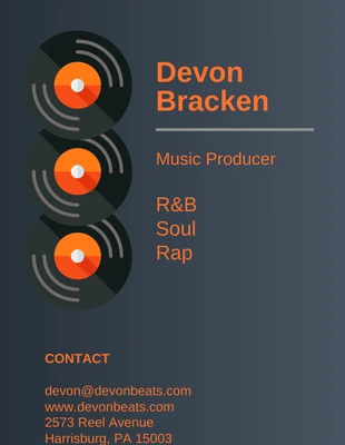 Orange Music Producer Business Card