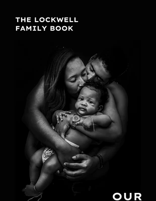 premium  Template: Capa de livro de família com fotos em preto e branco