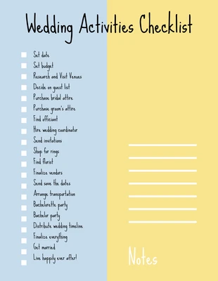 Free  Template: Simple Handwritten Wedding Checklist