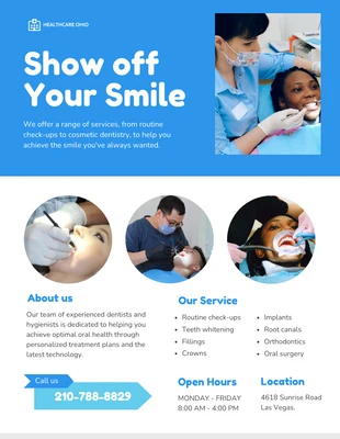 Free  Template: Modelo de pôster azul e branco para clínica odontológica