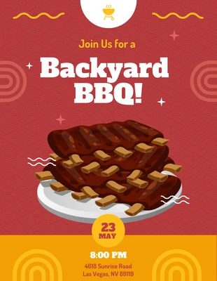 Free  Template: Red And Yellow Classic Modern Illustration Backyard BBQ Invitation