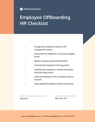 Free  Template: Employee Offboarding HR Checklist