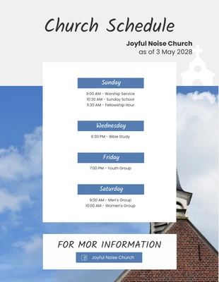 Free  Template: Simple Minimalist Church Schedule Poster Template