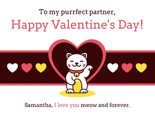 Free  Template: Cute ﻿Cat Valentine's Day Card