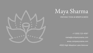 Grey Minimalist Yoga Business Card - Seite 2
