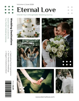 premium  Template: مجلة زفاف بسيطة باللونين الأخضر والأبيض