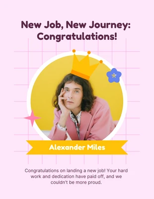 Free  Template: Pink Pastel Congratulation on New Job Template