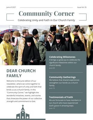 Free  Template: White And Bluish Gray Modern Minimalist Church Community Newsletter