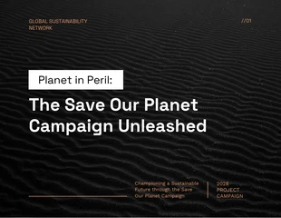 Free  Template: Black and Light Brown Save Our Planet Cool Presentation