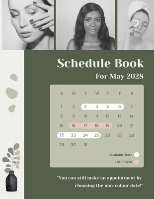 Free  Template: Sage Green Minimalist Schedule Book Salon Template