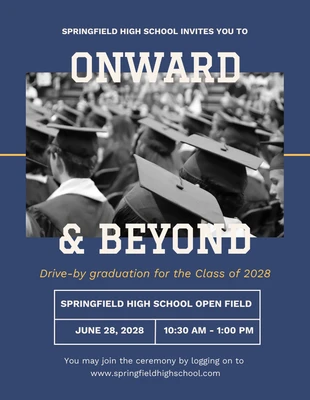 Free  Template: Poster Foto Minimalista Azul e Branca de Graduação da Faculdade