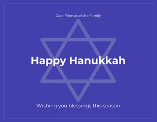 Free  Template: Biglietto di Hanukkah semplice con stella viola