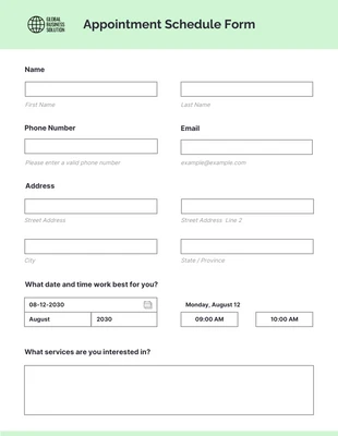 Free  Template: White Minmalist Appointment Forms