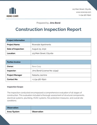 premium  Template: Construction Inspection Report Template