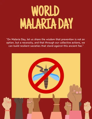 Free  Template: Poster Ilustração minimalista vermelha e amarela do Dia Mundial da Malária