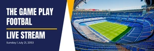 Free  Template: Estandarte de fútbol profesional en directo en blanco y azul marino