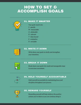 Free  Template: 5 Goal Setting Tactics Infographic List