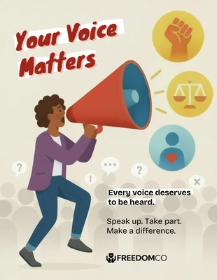 Free Template: Affiche des droits de l'homme « Levez la voix » avec mégaphone