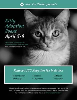 premium  Template: Affiche de l'événement d'adoption de chat à but non lucratif