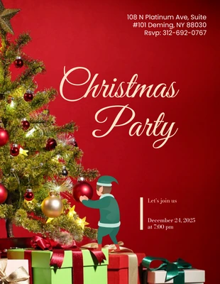 Free  Template: Convite de Natal com design moderno e elegante em vermelho e creme