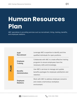 Free  Template: Navy Blue And Yellow Modern Resource Plan