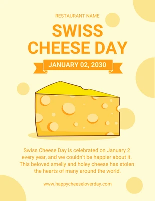 Free  Template: Light Yellow Modern Illustration Cheese Day Flyer
